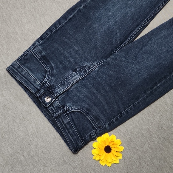 H&M DIVIDED High Rise Super Skinny Dark Denim Navy Blue Scrunch Jeans Jeggings - Picture 3 of 11